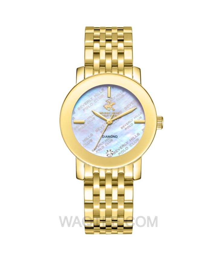 B.H. Polo Club Candela Golden St. Steel White MOP Dial For Women