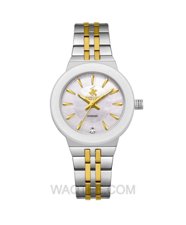 B.H. Polo Club Amalia Silver & Golden St. Steel White Dial For Women