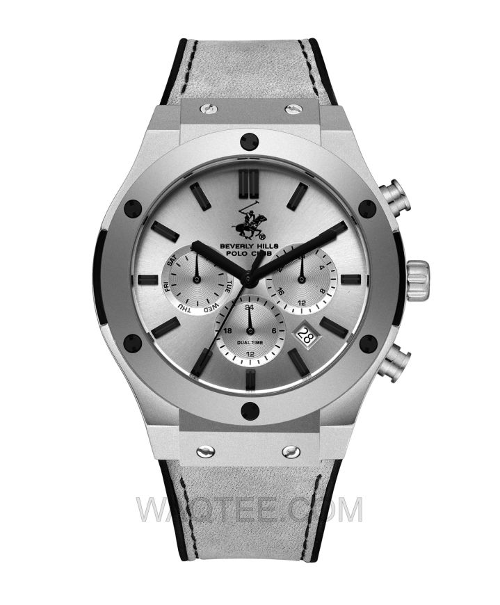 B.H. Polo Club Andreas Multifunction Grey Rubber Silver Dial For Men