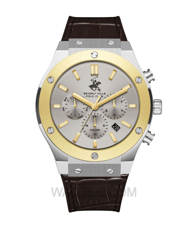 B.H. Polo Club Andreas Multifunction Brown Rubber Silver Dial For Men 