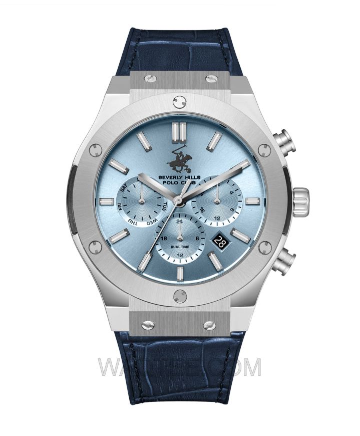 B.H. Polo Club Andreas Multifunction Dark Blue Rubber Blue Dial For Men