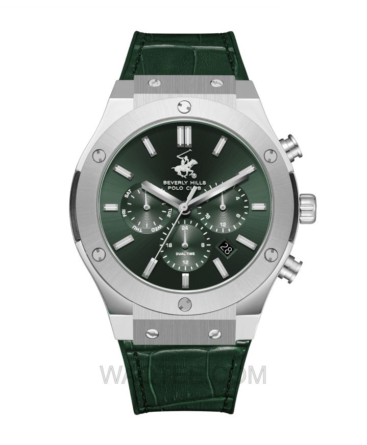 B.H. Polo Club Andreas Multifunction Green Rubber Green Dial For Men 