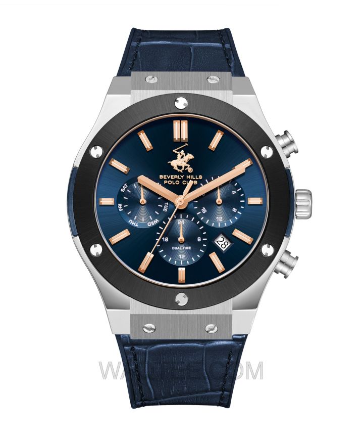 B.H. Polo Club Andreas Multifunction Dark Blue Rubber Dark Blue Dial For Men