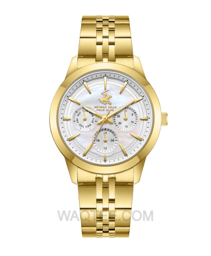 B.H. Polo Club Angelica Golden St. Steel White MOP Dial For Women