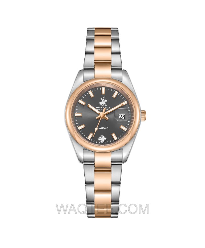 B.H. Polo Club Brisa Silver & Rosegold St. Steel Black Dial For Women