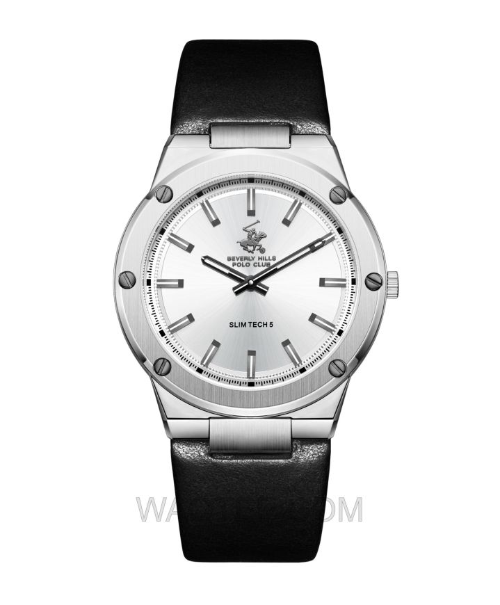 B.H. Polo Club Sniper Black Leather Silver Dial For Men