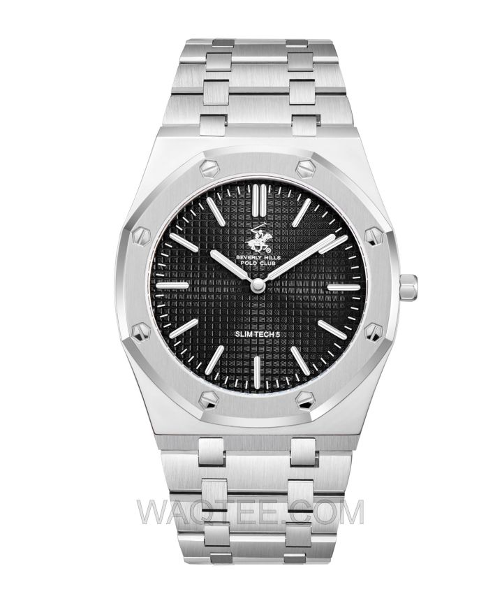 B.H. Polo Club ForceOne Silver St. Steel Black Dial For Men