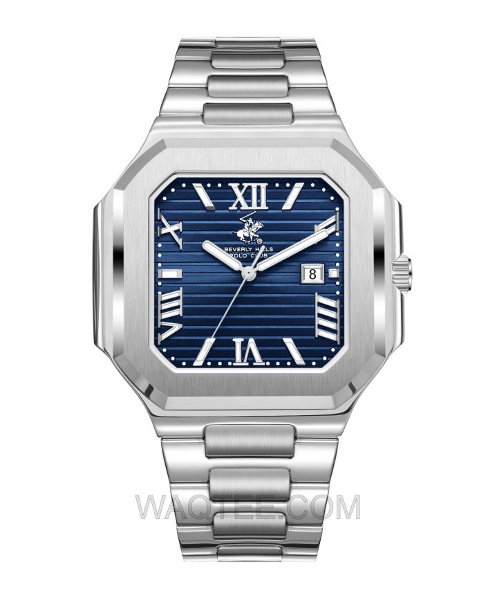 B.H. Polo Club Apex Silver St. Steel Dark Blue Dial For Men