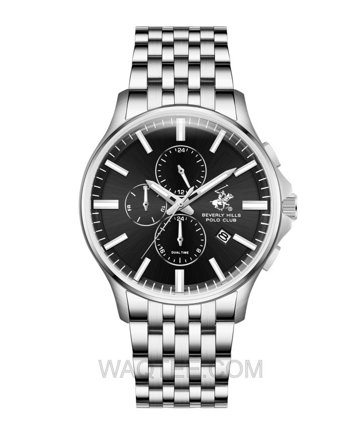 B.H. Polo Club Knox Silver St. Steel Black Dial For Men