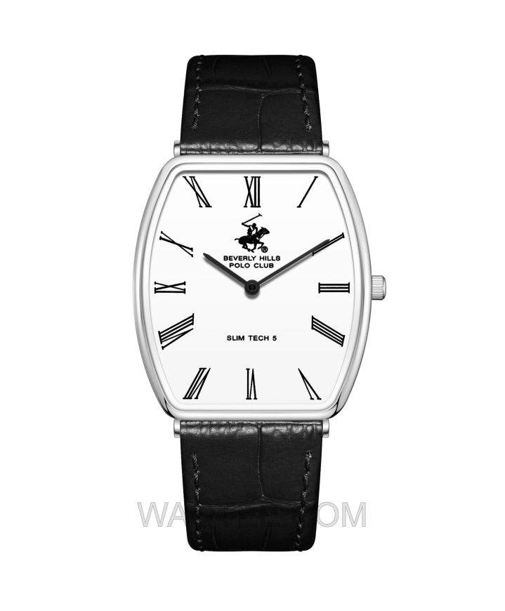 B.H. Polo Club Ulrican Black Leather White Dial For Men