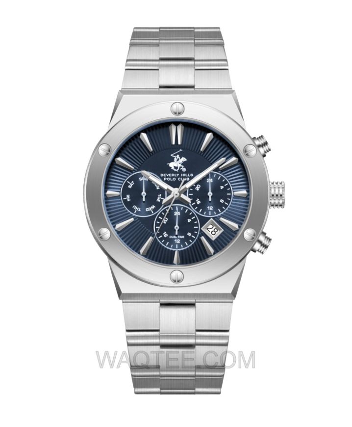 B.H. Polo Club Balthor Silver St. Steel Dark Blue Dial For Men
