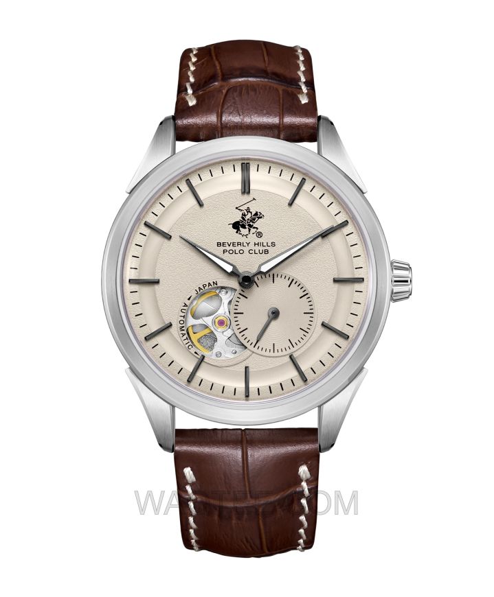 B.H. Polo Club Automatic Axton Brown Leather Silver Dial For Men