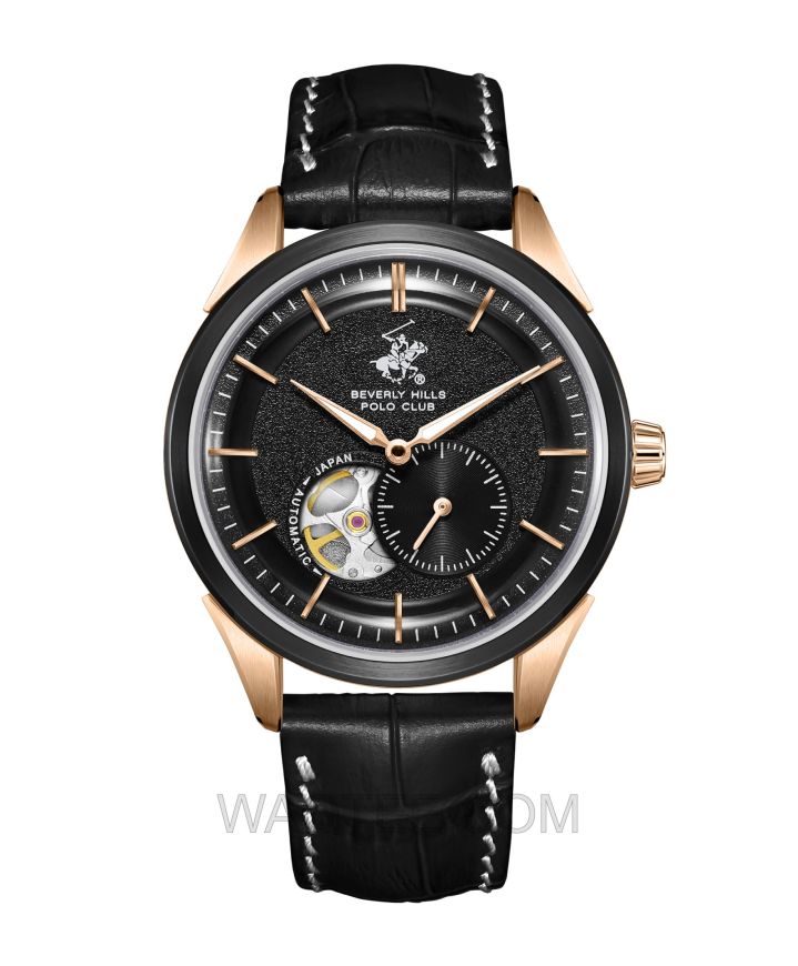 B.H. Polo Club Automatic Axton Black Leather Black Dial For Men