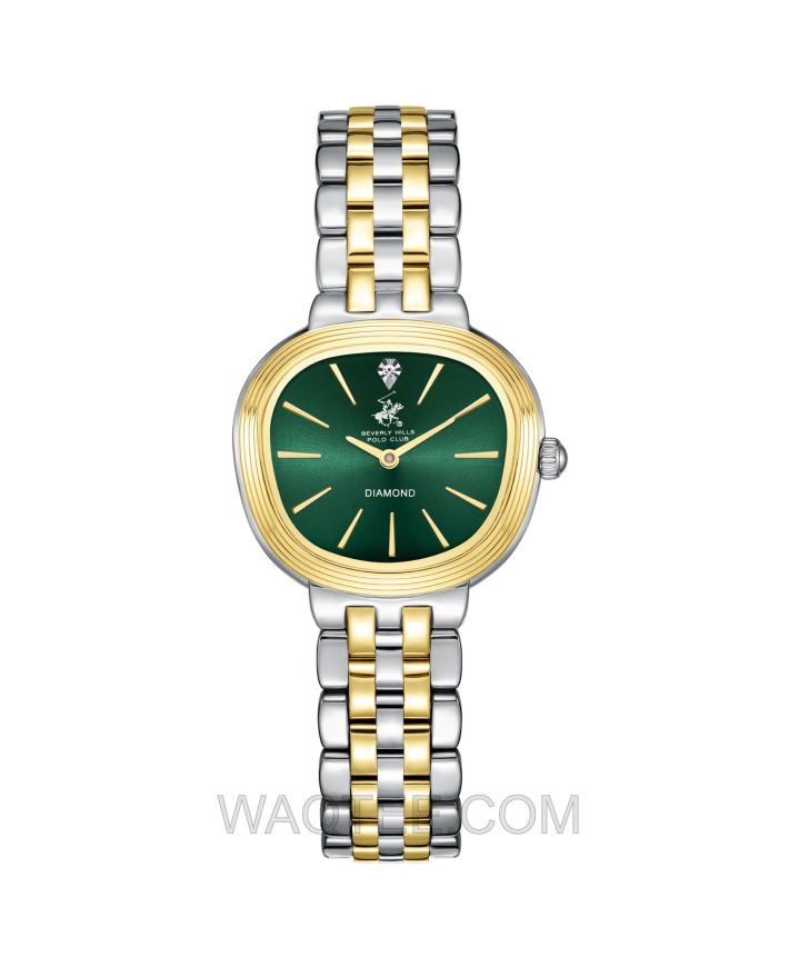 B.H. Polo Club Florine Silver & Golden St. Steel Green Dial For Women