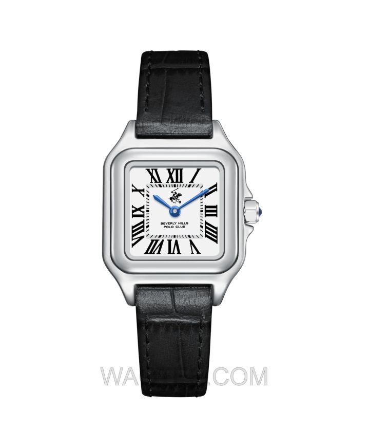 B.H. Polo Club Ravena Black Leather White Dial For Women