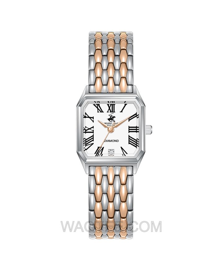B.H. Polo Club Velora Silver & Rosegold St. Steel White Dial For women