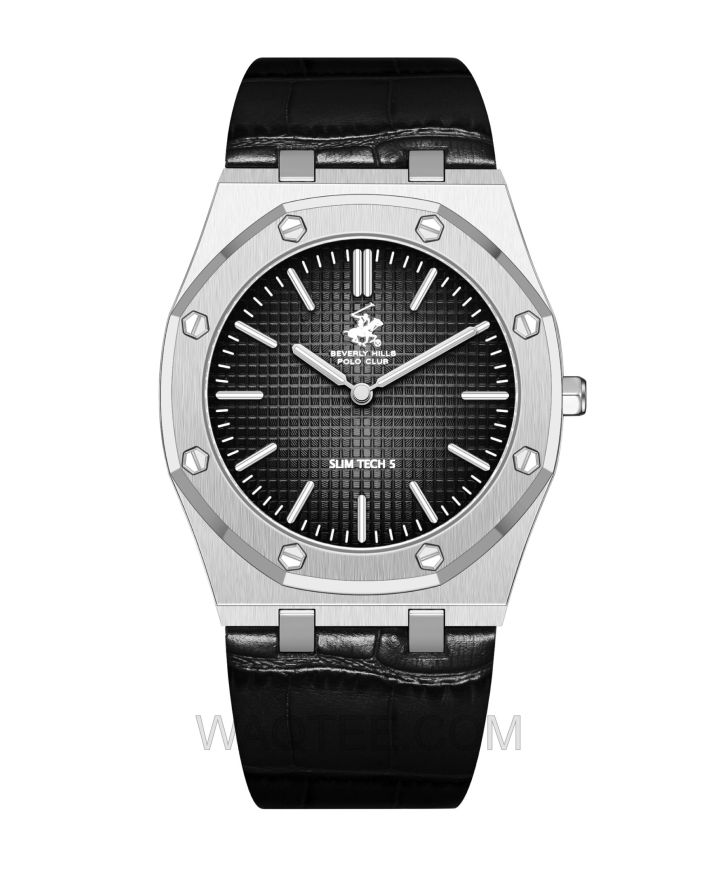 B.H. Polo Club Fenton Black Leather Black Dial For Men