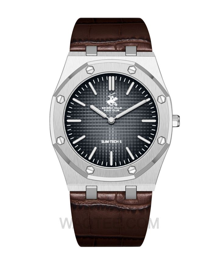 B.H. Polo Club Fenton Brown Leather Black Dial For Men