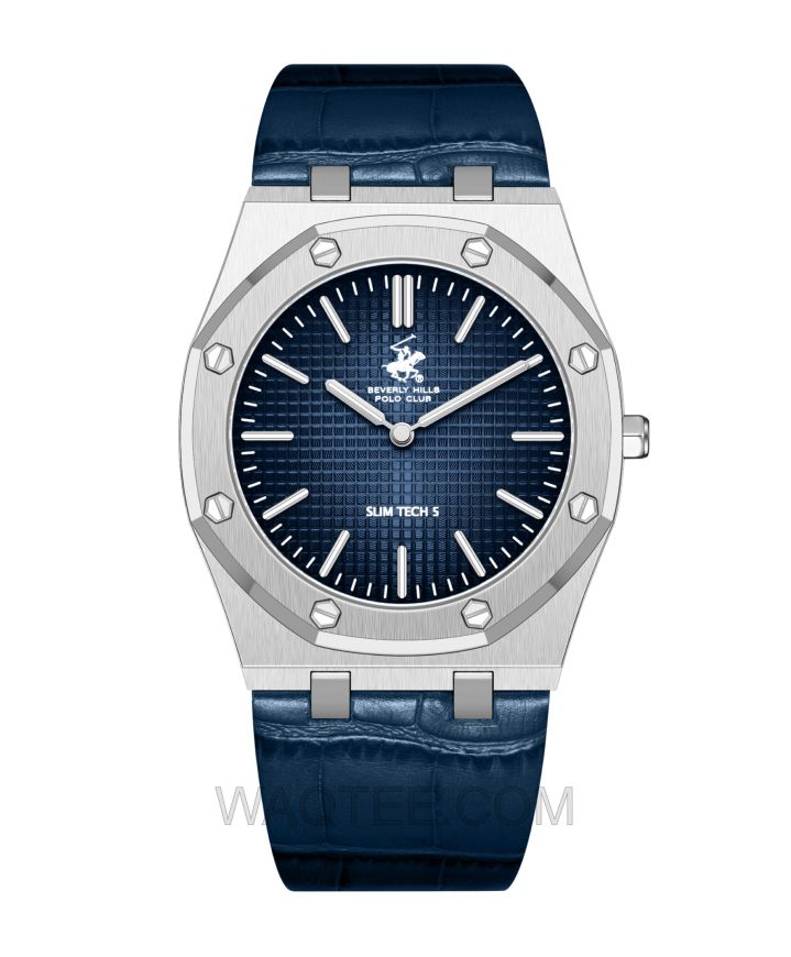 B.H. Polo Club Fenton Dark Blue Leather Dark Blue Dial For Men