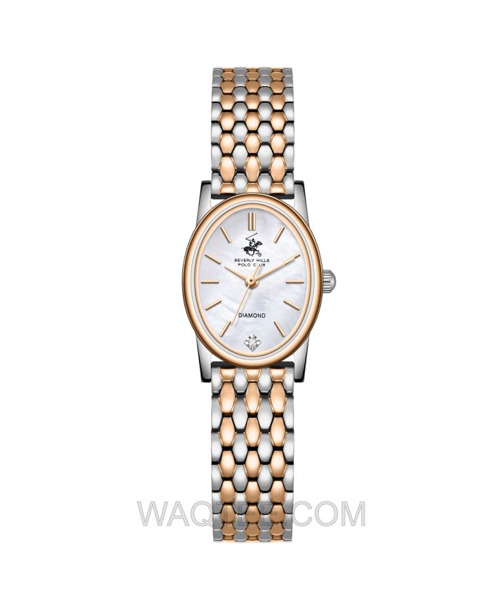 B.H. Polo Club Kensley Silver & Rosegold St. Steel MOP Dial For Women