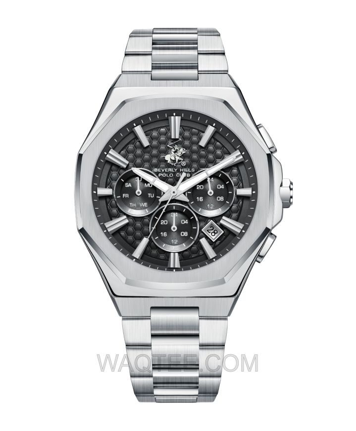 B.H. Polo Club Gideon Silver St. Steel Black Dial For Men