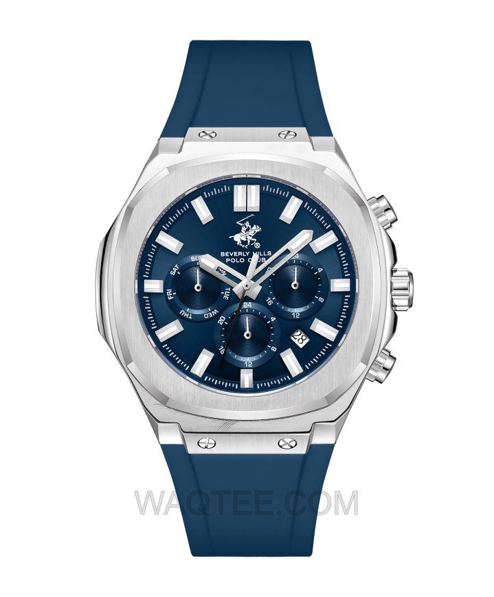 B.H. Polo Club Dexter Dark Blue Rubber Drak Blue Dial For Men