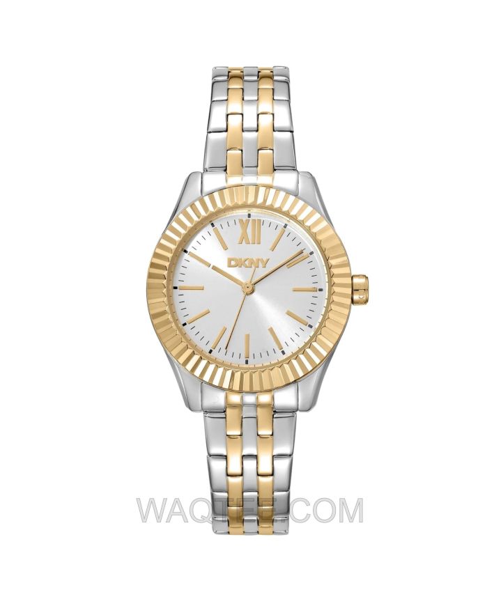 DKNY Mini Silver & Golden St. Steel Silver Dial For Women