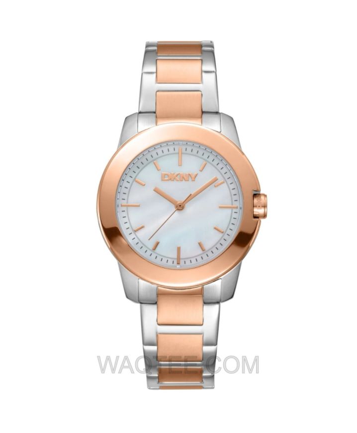 DKNY Park Ave Midi Silver & Rosegold St. Steel White Dial For Women