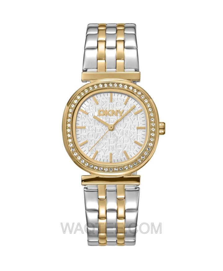DKNY Crystal Silver & Golden St. Steel Silver Dial For Women