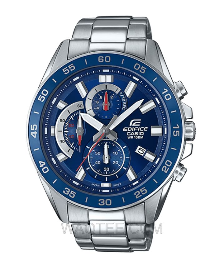 Casio Edifice EFV-550D Series Silver St. Steel Dark Blue Dial For Men