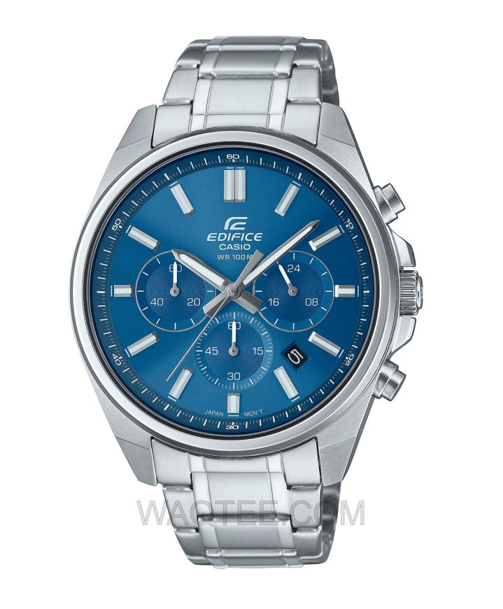 Casio Edifice Standard Chronograph Silver St. Steel Dark Blue Dial For Men
