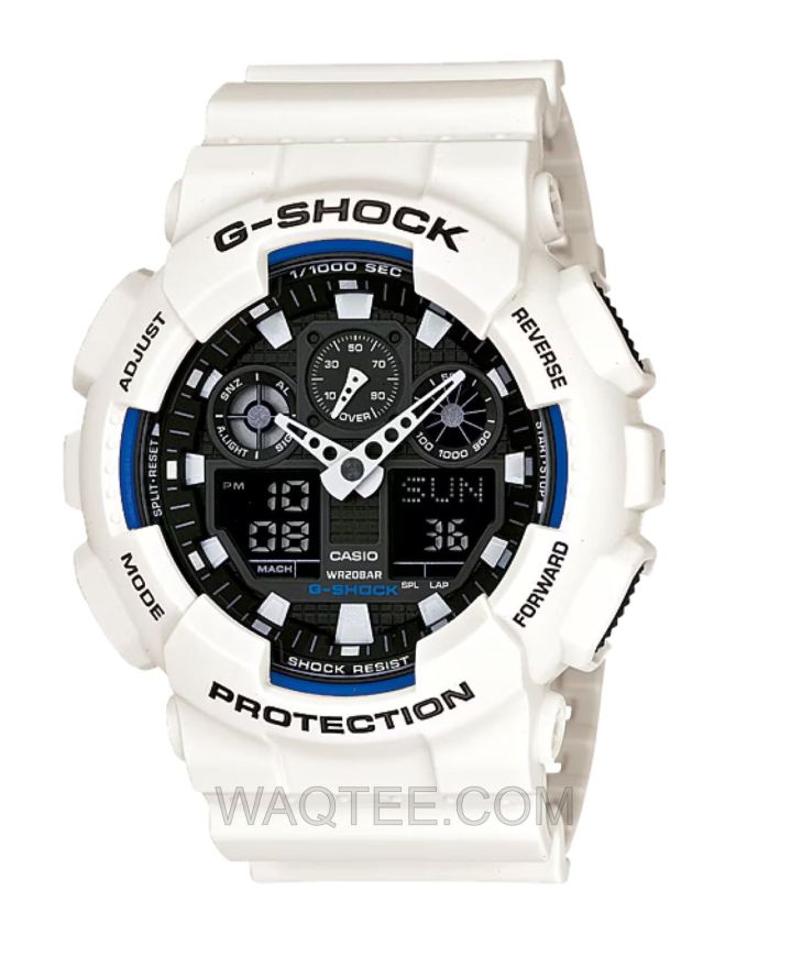 Casio G-Shock GA-100 Series White Rubber Black Dial For Men