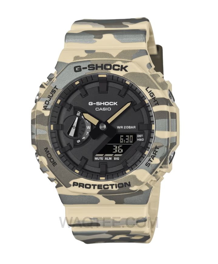G-Shock GA-2100 Series Army Green Rubber Black Dial For Men