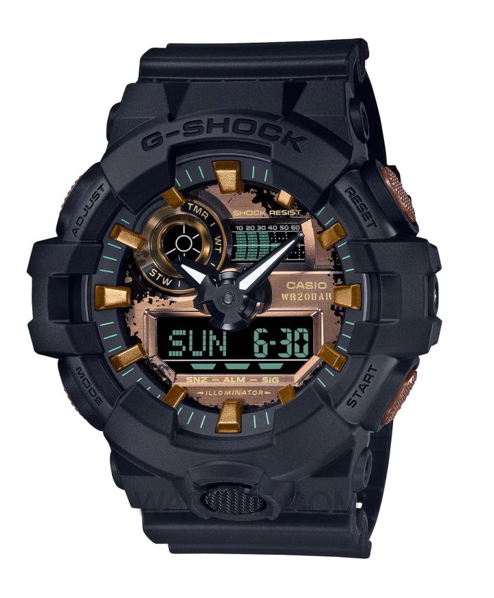 Casio G-Shock GA-700 Series Black Rubber Rosegold Dial For Men