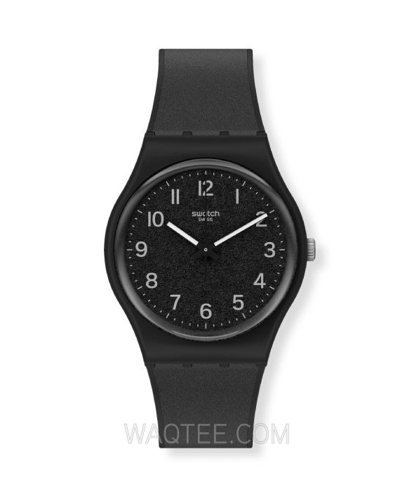 Swatch LICO-GUM Black Rubber Black Dial For Women 