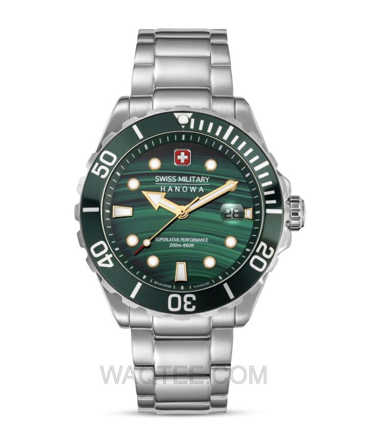 Swiss Military Hanowa Aqua Silver St. Steel Green Dial For Men