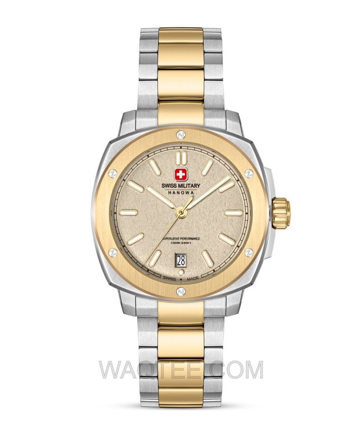Swiss Military Hanowa Land Silver & Golden St. Steel Golden Dial For Men