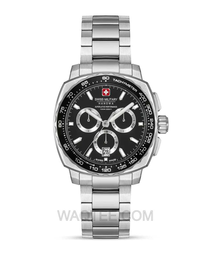 Swiss Military Hanowa Land Silver St. Steel Black Dial For Men