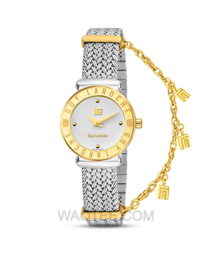 Guy Laroche Betty Silver Mesh St. Steel White Dial For Women