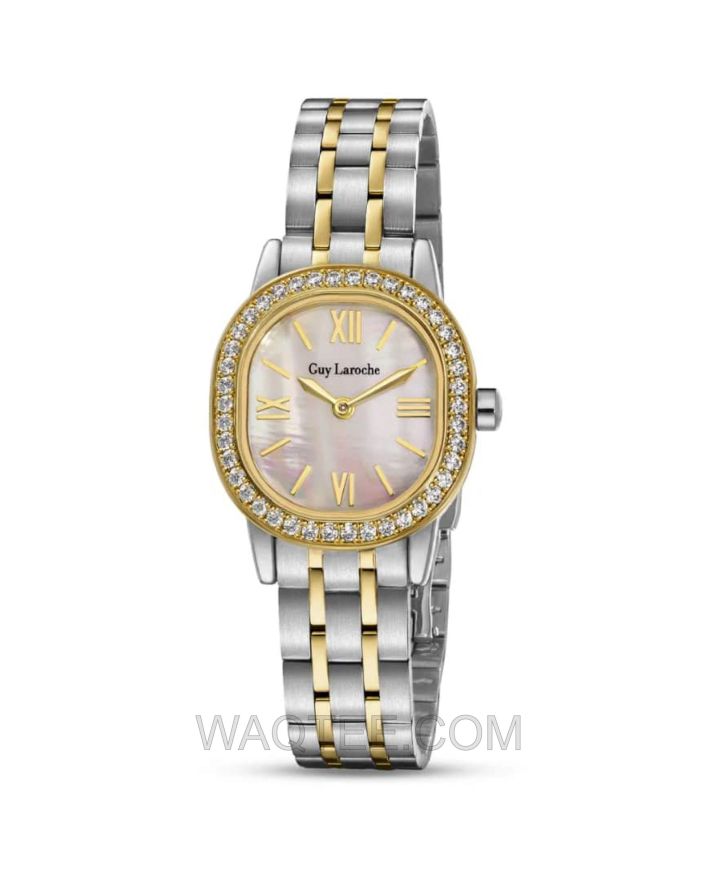 Guy Laroche Amber Silver & Golden St. Steel MOP Dial For Women