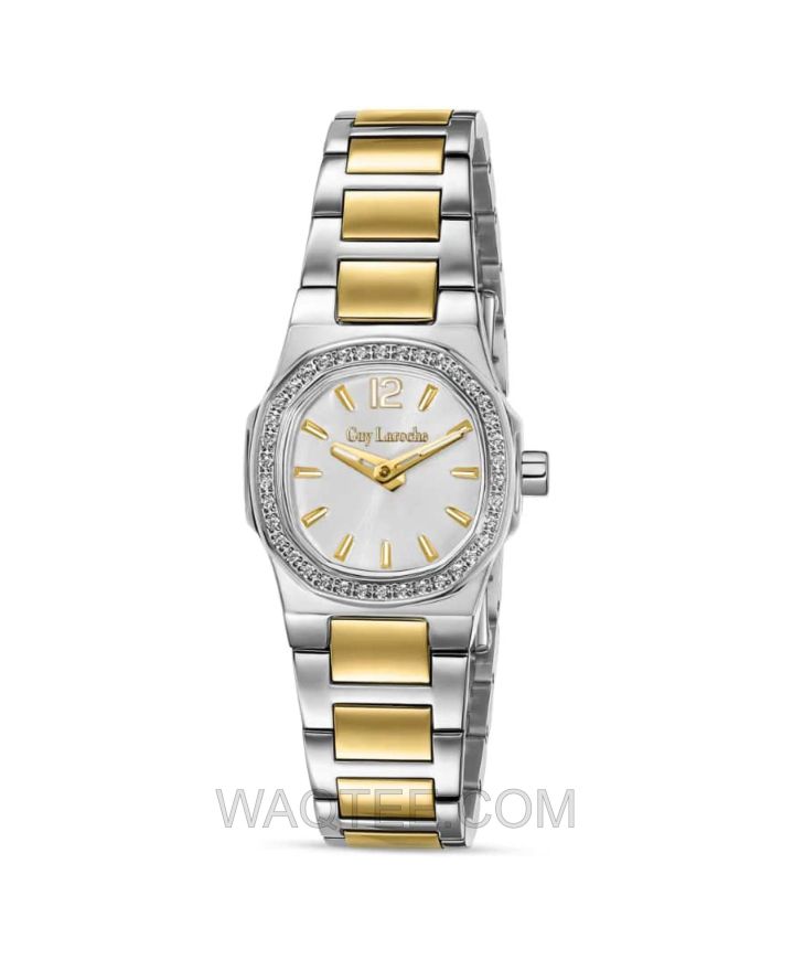 Guy Laroche Elise Silver & Golden St. Steel Silver Dial For Women