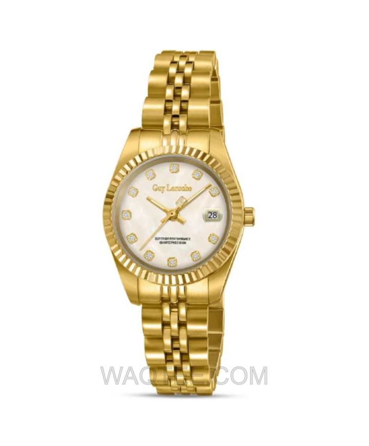 Guy Laroche Two-Tone Golden St. Steel MOP Dial For Women