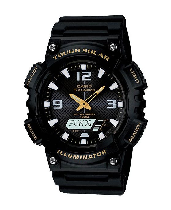Casio Solar-Powered Black Rubber Black Dial For Men 