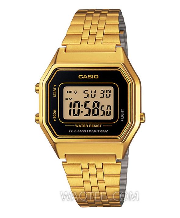 Casio Vintage medium Golden And Black St.Steel Digital For Women