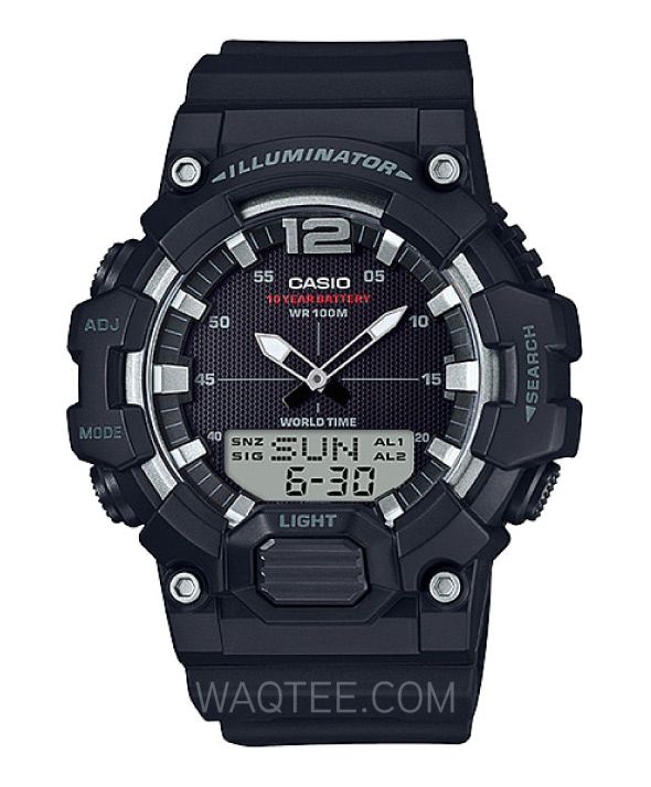 Casio Illumination Black Rubber Black Dial For Men 