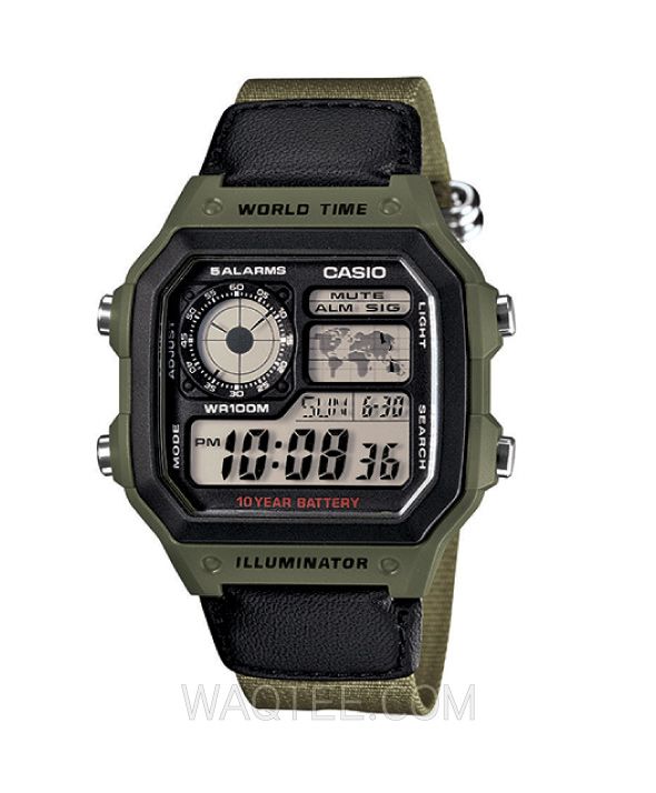 Casio Classic Digital Army Green Cloth For Men