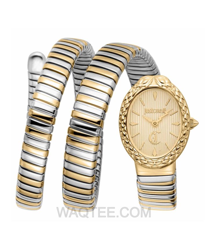 Just Cavalli Sognia Snake Silver & Golden St. Steel Golden Dial For Women