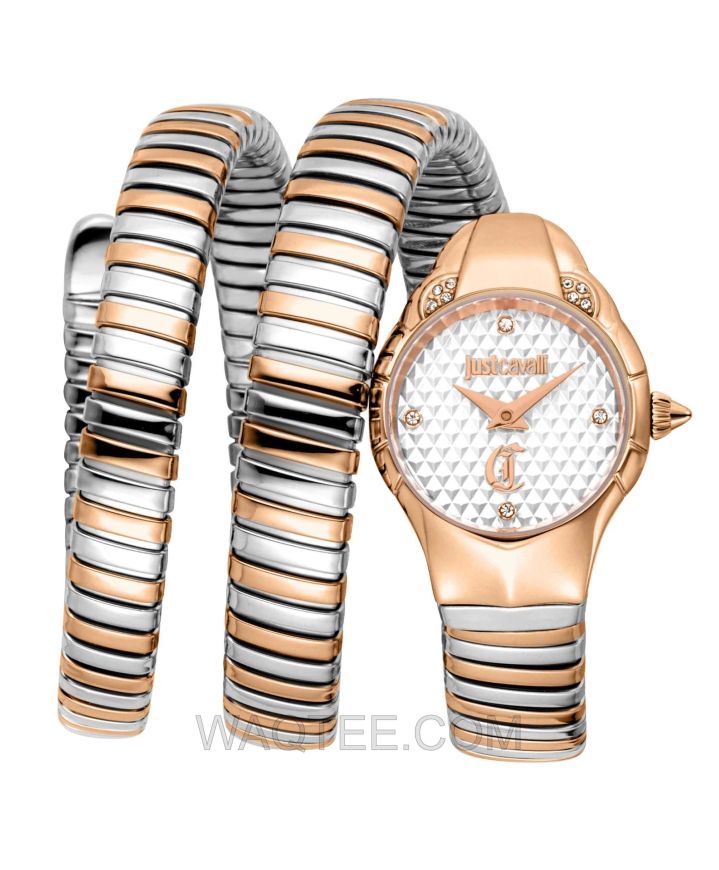 Just Cavalli Sognia Snake Silver & Roegold St. Steel Silver Dial For Women