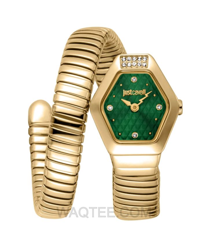 Just Cavalli Splora Snake Golden St. Steel Green Dial For Women