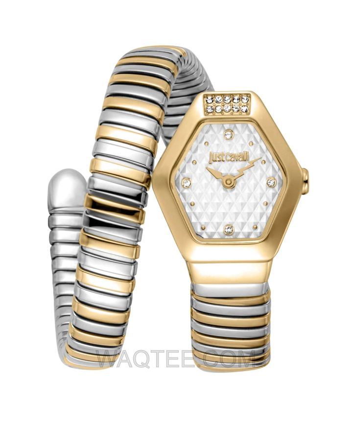 Just Cavalli Splora Snake Silver & Golden St. Steel Silver Dial For Women